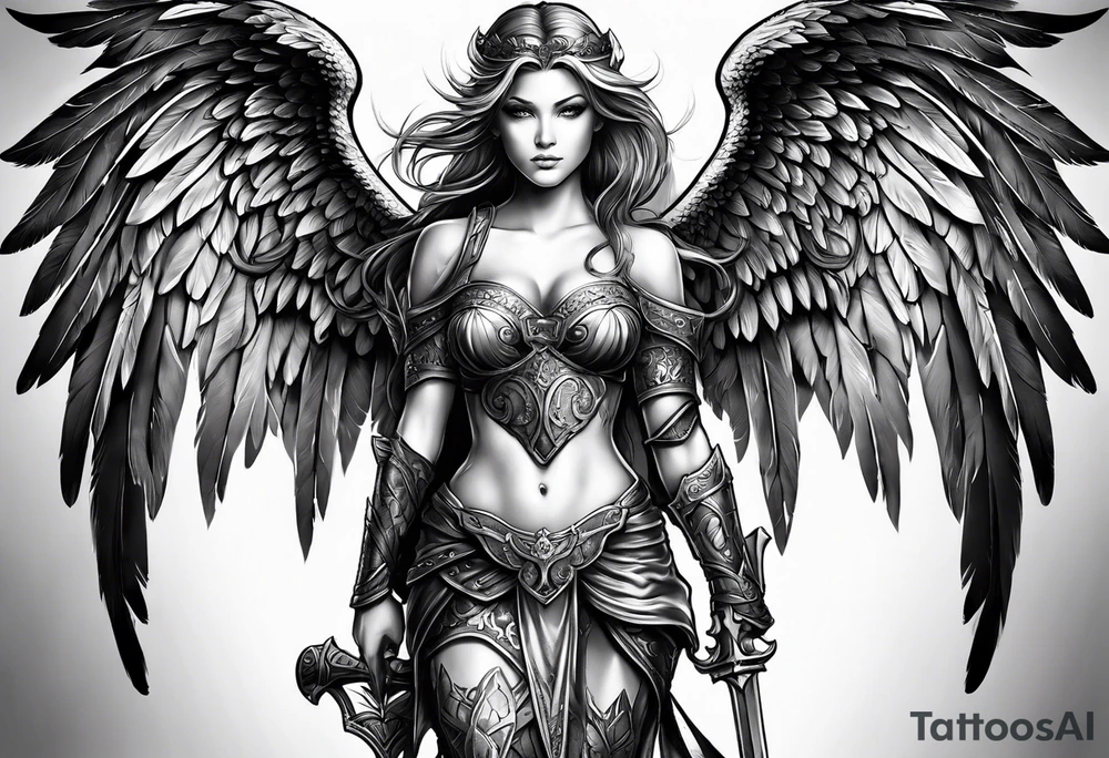angel warrior tattoo idea
