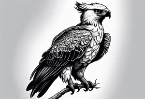 Harpy eagle perched on a branch tattoo idea