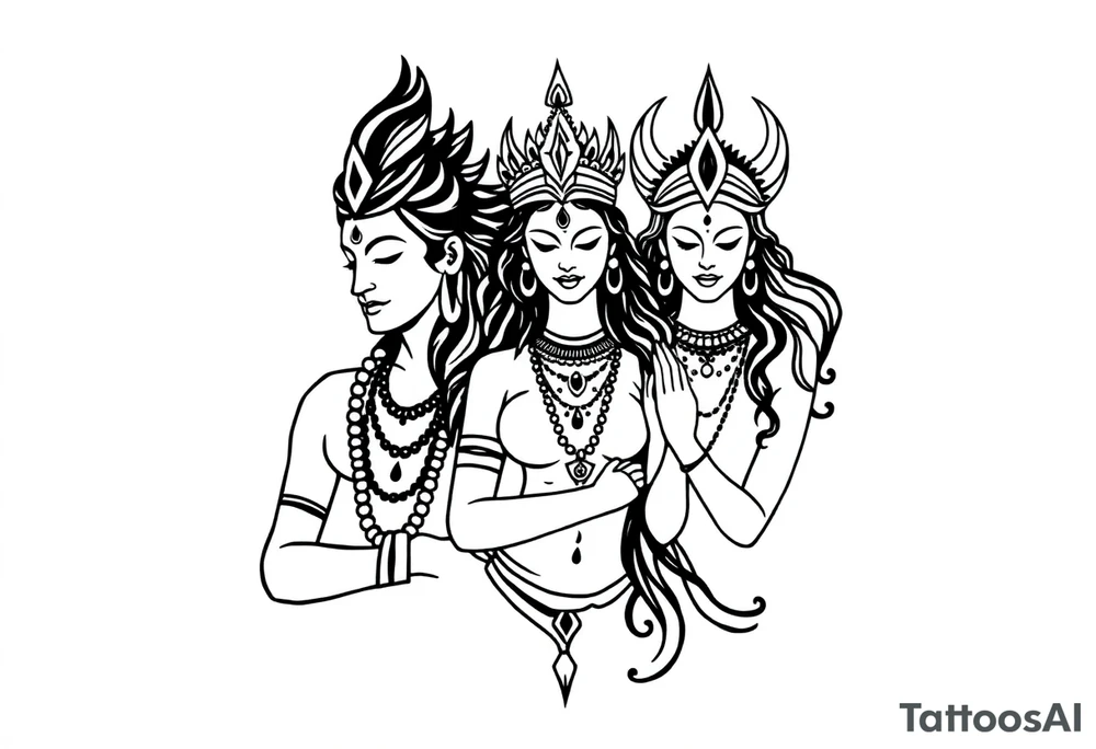 Lord Shiva, Godess Kali, Godess Lilith Together tattoo idea