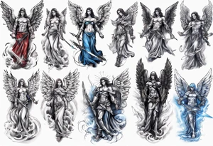 Full sleeve of a angel warrior tattoo idea