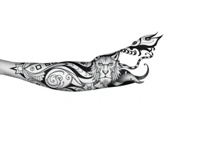 Tribal Sicilian sleeve with patterns
And symbols with a Leo tattoo idea