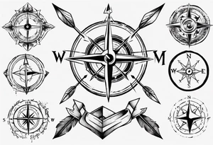 arrow with compass in the middle tattoo idea