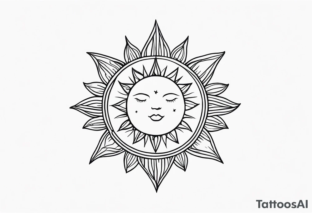 Feminine and simple sun tattoo idea