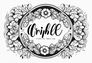 circle vignette frame surrounded by floral clouds tattoo idea