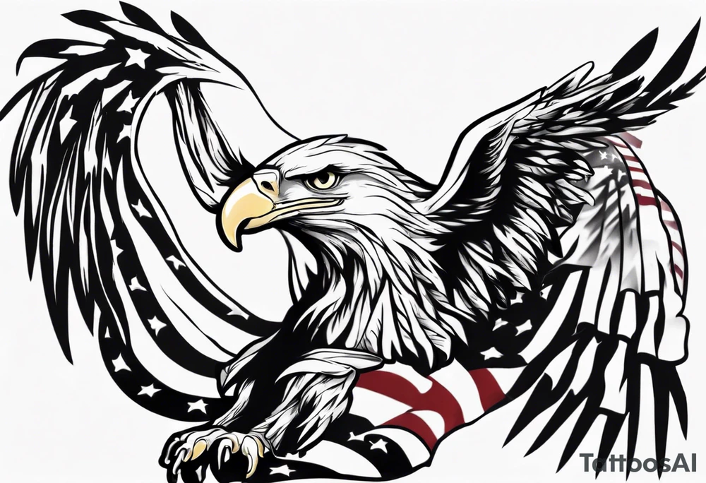 free bird eagle and American flag tattoo idea