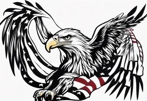 free bird eagle and American flag tattoo idea