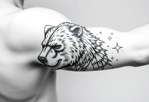 Bear, arcane mage, interstellar , thin lines tattoo idea