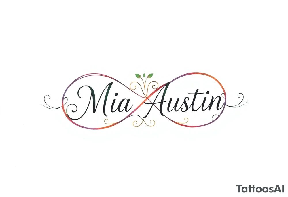 Infinity symbol with the name's Mia and Austin tattoo idea
