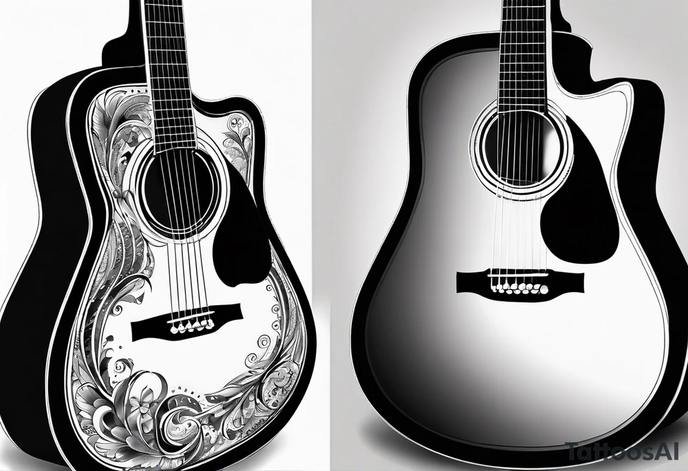 full basic black acoustic guitar with no details on it. Includes neck and base
for women's inner bicep. tattoo idea