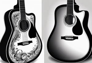 full basic black acoustic guitar with no details on it. Includes neck and base 
for women's inner bicep. tattoo idea