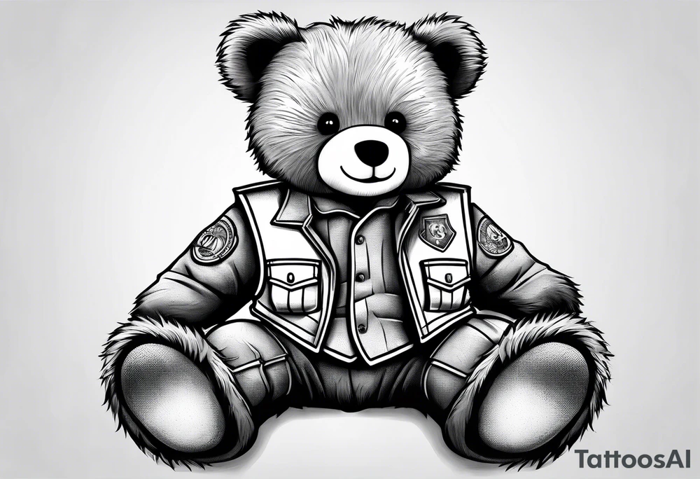 teddy bear wearing a safety construction vest tattoo idea