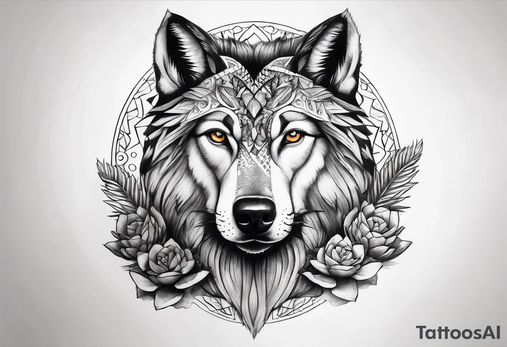 Lobo com cactos tattoo idea