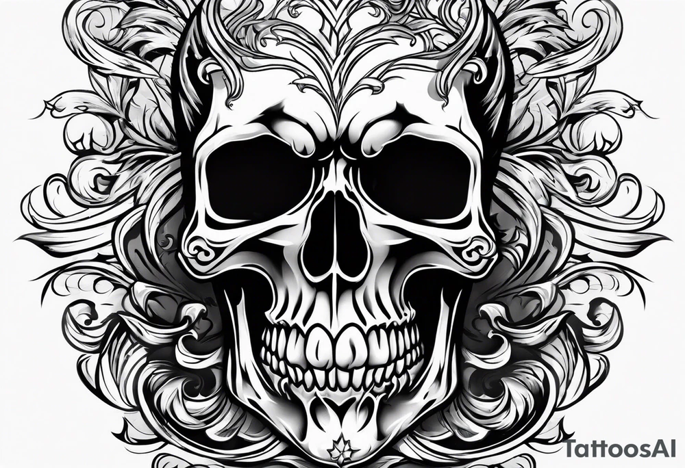 Skull with flames tattoo idea
