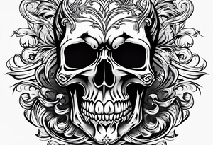 Skull with flames tattoo idea