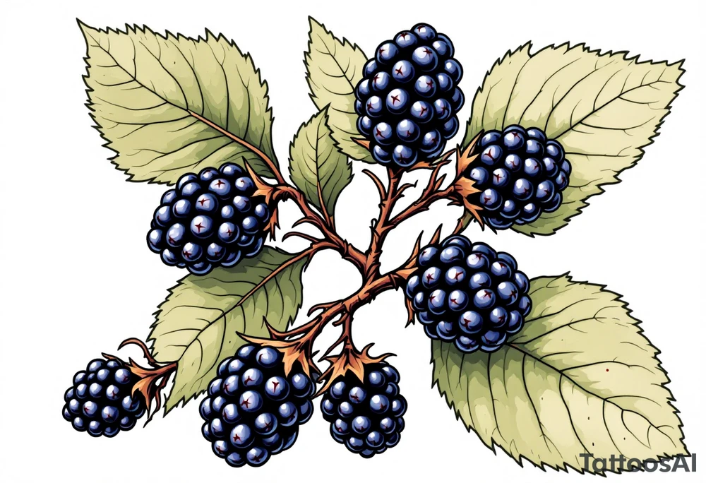 American traditional style Blackberry branch to wrap around an arm tattoo idea