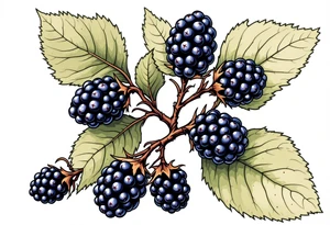 American traditional style Blackberry branch to wrap around an arm tattoo idea