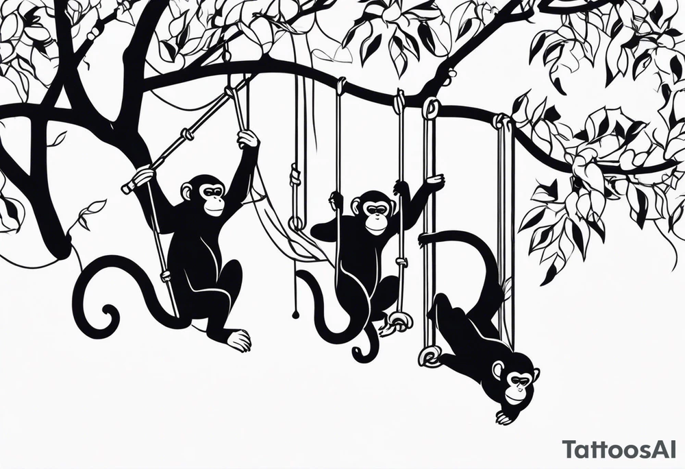 MONKEYS SWINGING in branches tattoo idea