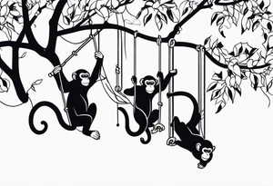 MONKEYS SWINGING in branches tattoo idea