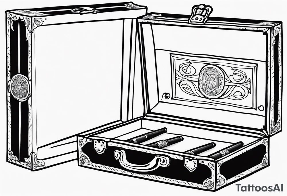 A simple vintage cigar box tattoo idea