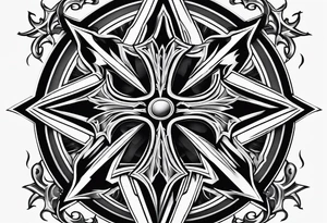 Maltese cross with negative space jesus on the cross in the middle tattoo idea