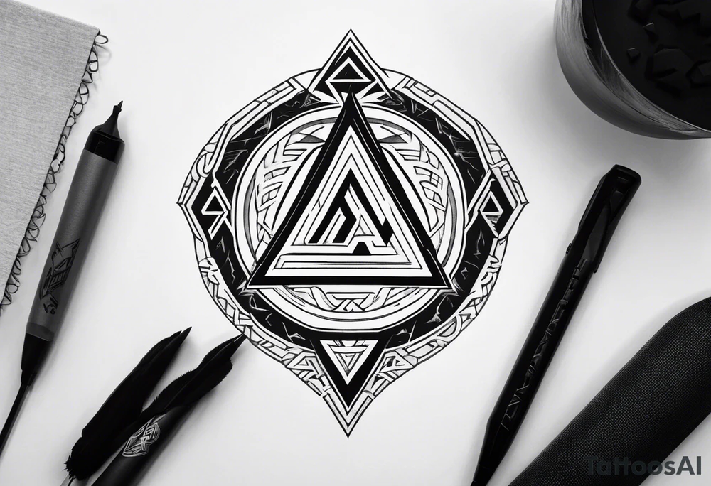 Valhalla valknut shield lightning tattoo idea