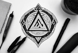 Valhalla valknut shield lightning tattoo idea