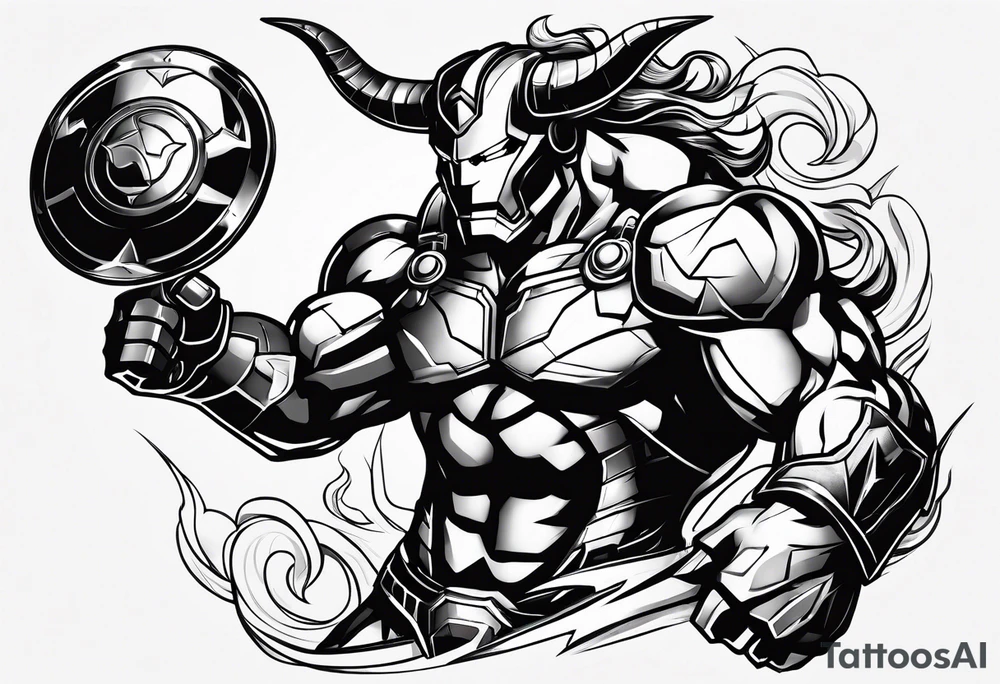 the minotaur fighting ironman tattoo idea