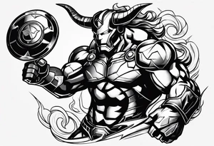 the minotaur fighting ironman tattoo idea