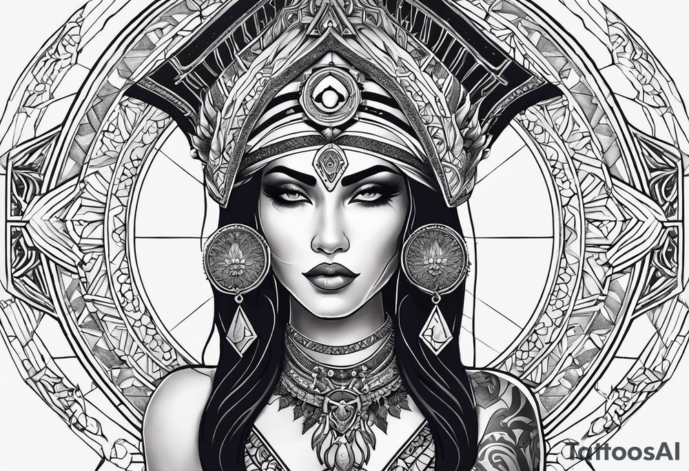 kali ma, alien goddess, valkrye, aries, pirate, divine feminine, zenza resonance, pachamama, lotus azul, blank panther, eagle, skull, 5D, nueva gaya, dna 12 tattoo idea