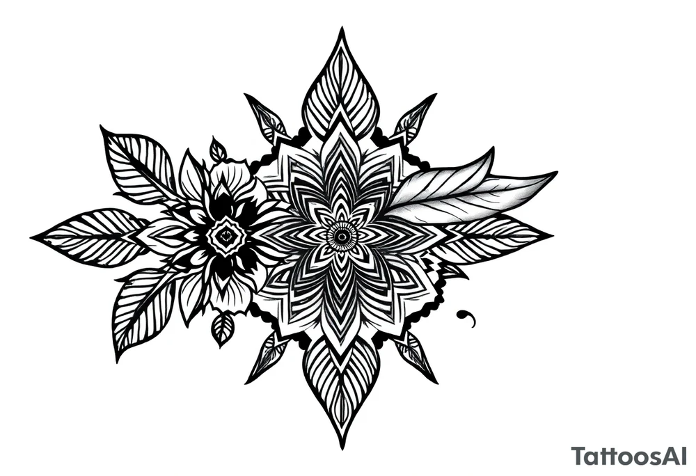 spiritual feather indian mandala shaman tattoo idea