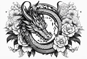 Dragon and flowers tattoo idea