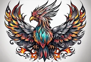 masculine phoenix on fire tattoo idea