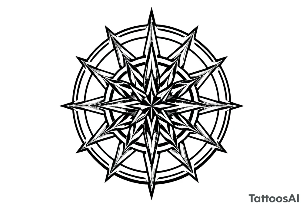 Double layered compass rose tattoo idea