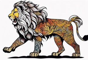 Oak tree shaped as roaring lion tattoo idea