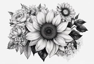 Sunflower daffodil, daisy, rose, Adler, chrysanthemum, holly Birth flower tattoo idea