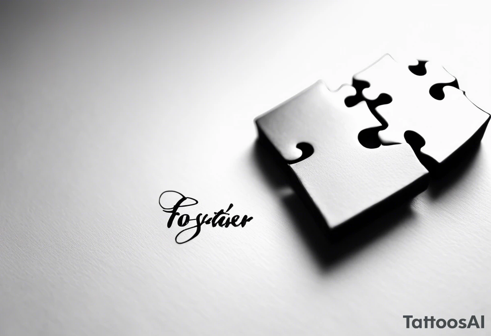 small, delicate tattoo in memory of my sister. Include the handwritten message:  "to my favorite sister" with a puzzle piece looking like its cutout from a larger puzzle , leaving one edge jagged. symbolizing lasting connection tattoo idea