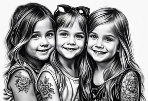 2 little girls, 1 little boy, 1 dad tattoo idea