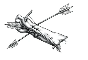 Large bow and arrow on whole arm arm tattoo idea