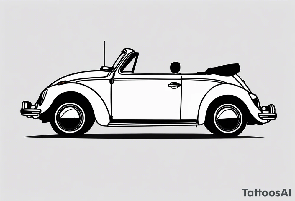 VW beetle convertible, side profile, top-down, modern, linework, minimal tattoo idea VW beetle convertible, side profile, top-down, modern, linework, minimal tattoo idea