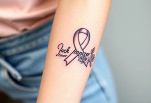 Pretty Cancer ribbon that says "fuck cancer"with roses tattoo idea