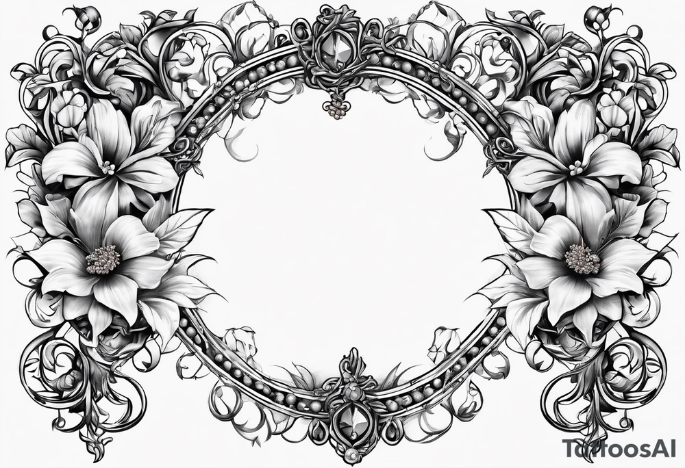 rosary with floral vines wrapped around it tattoo idea