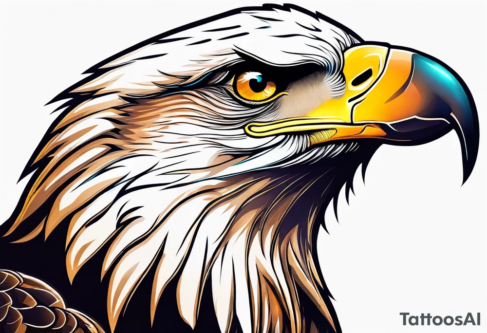 Neo Traditional tattoo style, eagle, white background, --no skin tattoo idea