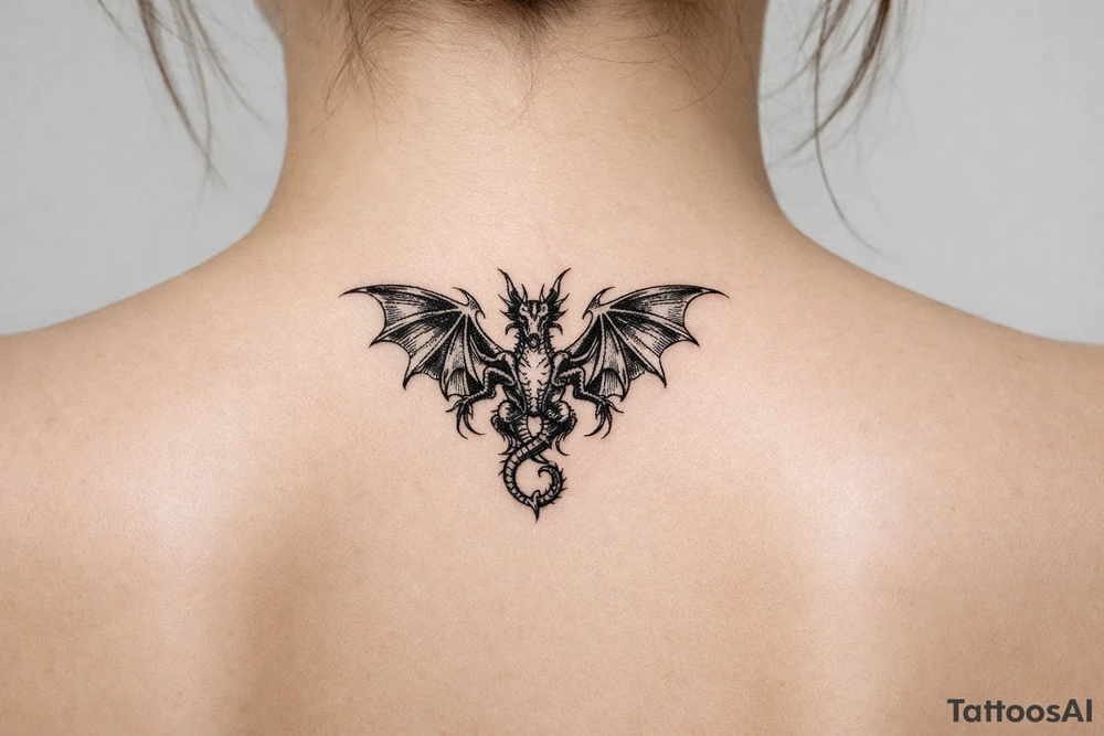 All over the back, Fourth wing dragon tattoo tattoo idea
