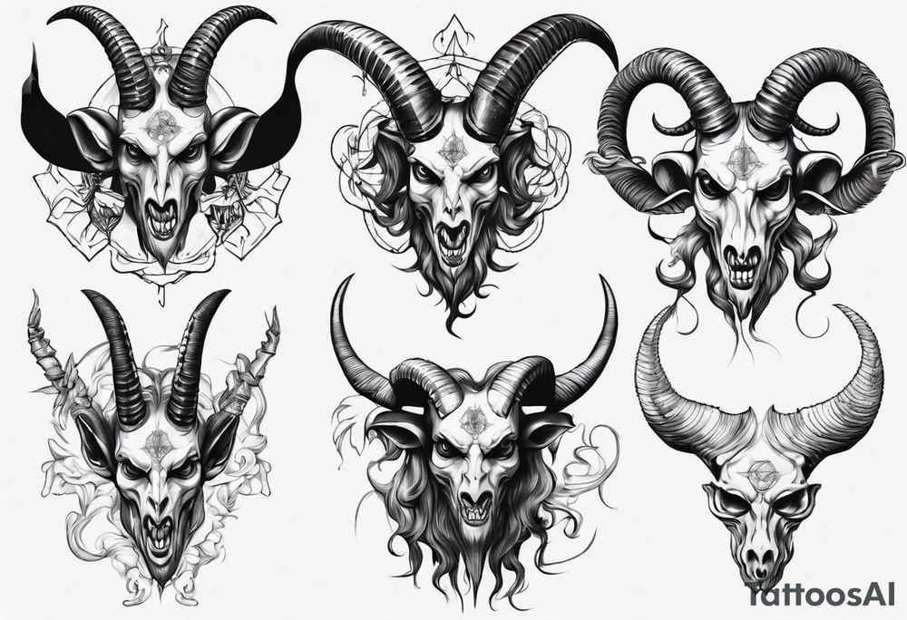 human like Baphomet friendly but dark and large no flowers tattoo idea