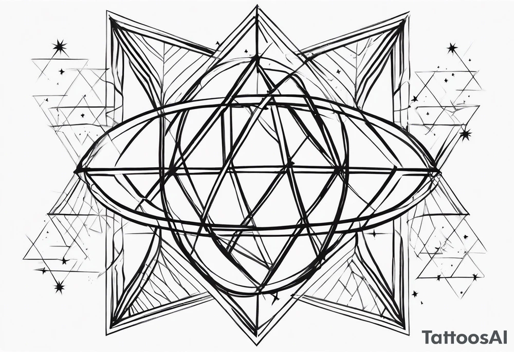 minimalist dna with four pointed stars around it tattoo idea
