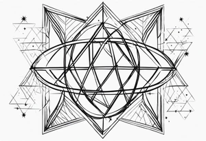 minimalist dna with four pointed stars around it tattoo idea