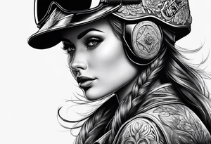 Frau mit Helm auf Motorrad tattoo idea