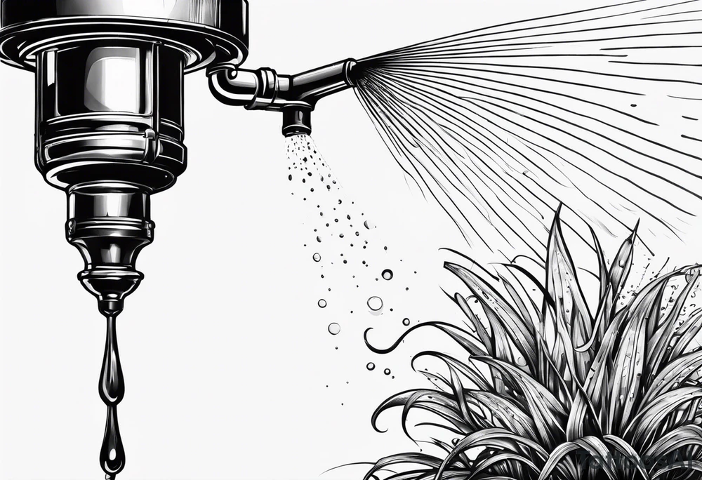 Lawn sprinkler with water spraying tattoo idea