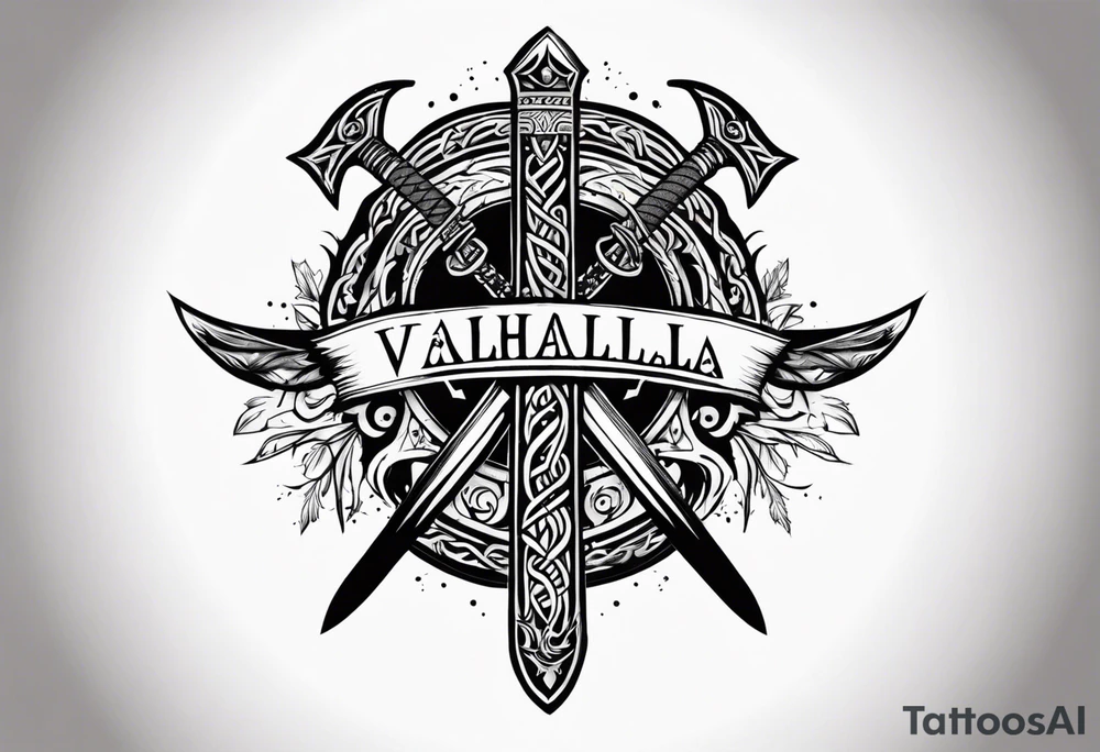 Valhalla sword viking warrior funeral tattoo idea