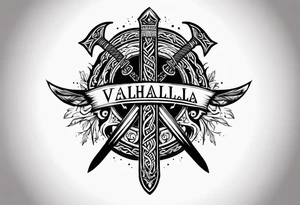 Valhalla sword viking warrior funeral tattoo idea